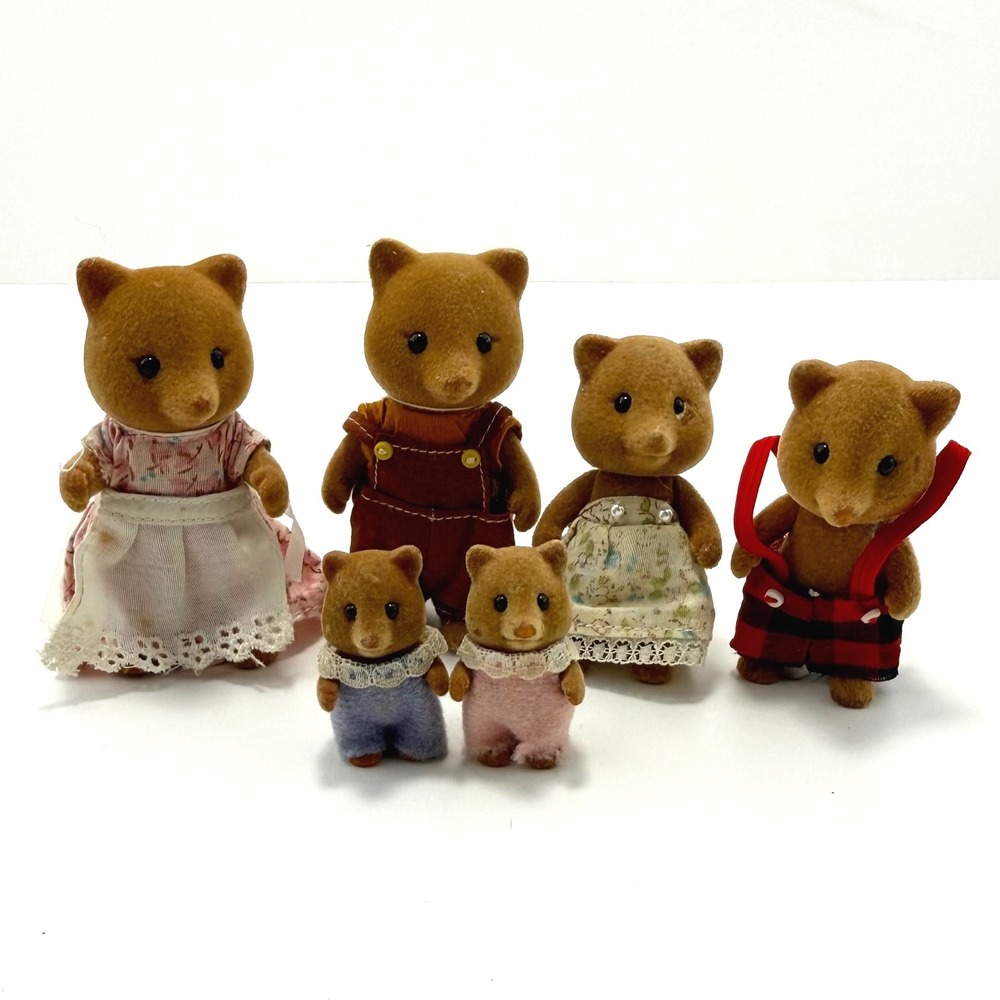 Vintage Sylvanian Families Calico Critters Slydale Fox Family of 6 Figures